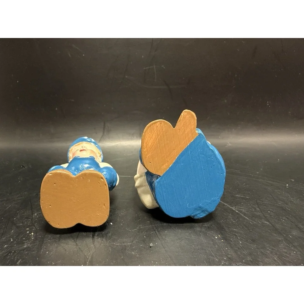 Vintage‎ Boy Figurines Set of 2 – Blue Overalls – Miniature 2.5